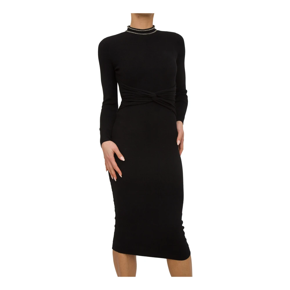 Nenette Zwarte Serpentine Strass Knoop Top Black Dames