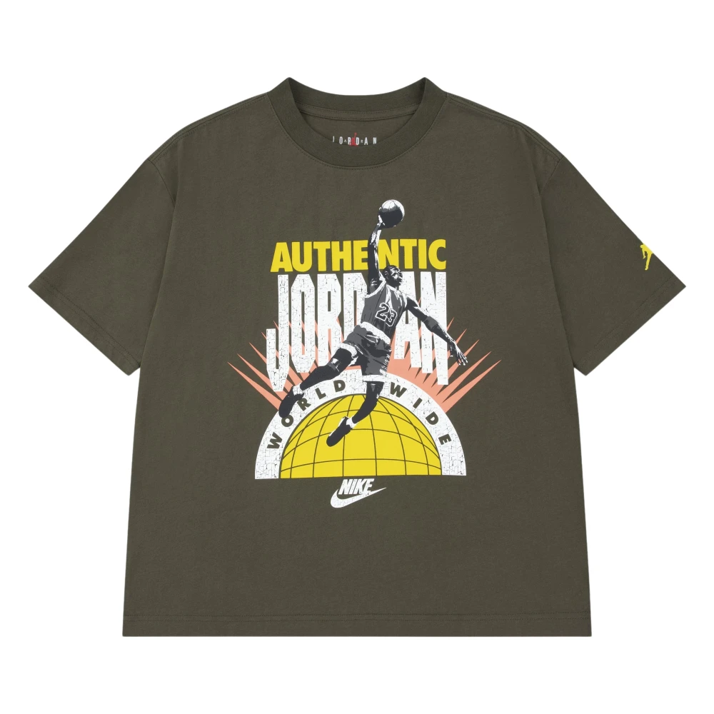 Jordan Boys Green Authentic T-Shirt - Kids Short Sleeve T-Shirts - 13 Y - Kids