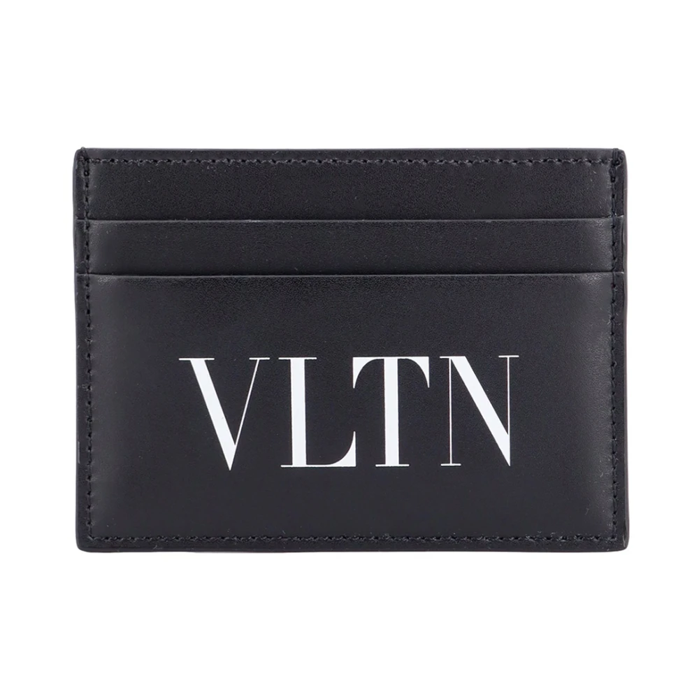 Valentino Garavani Zwarte leren portemonnee met VLTN-print Black Heren