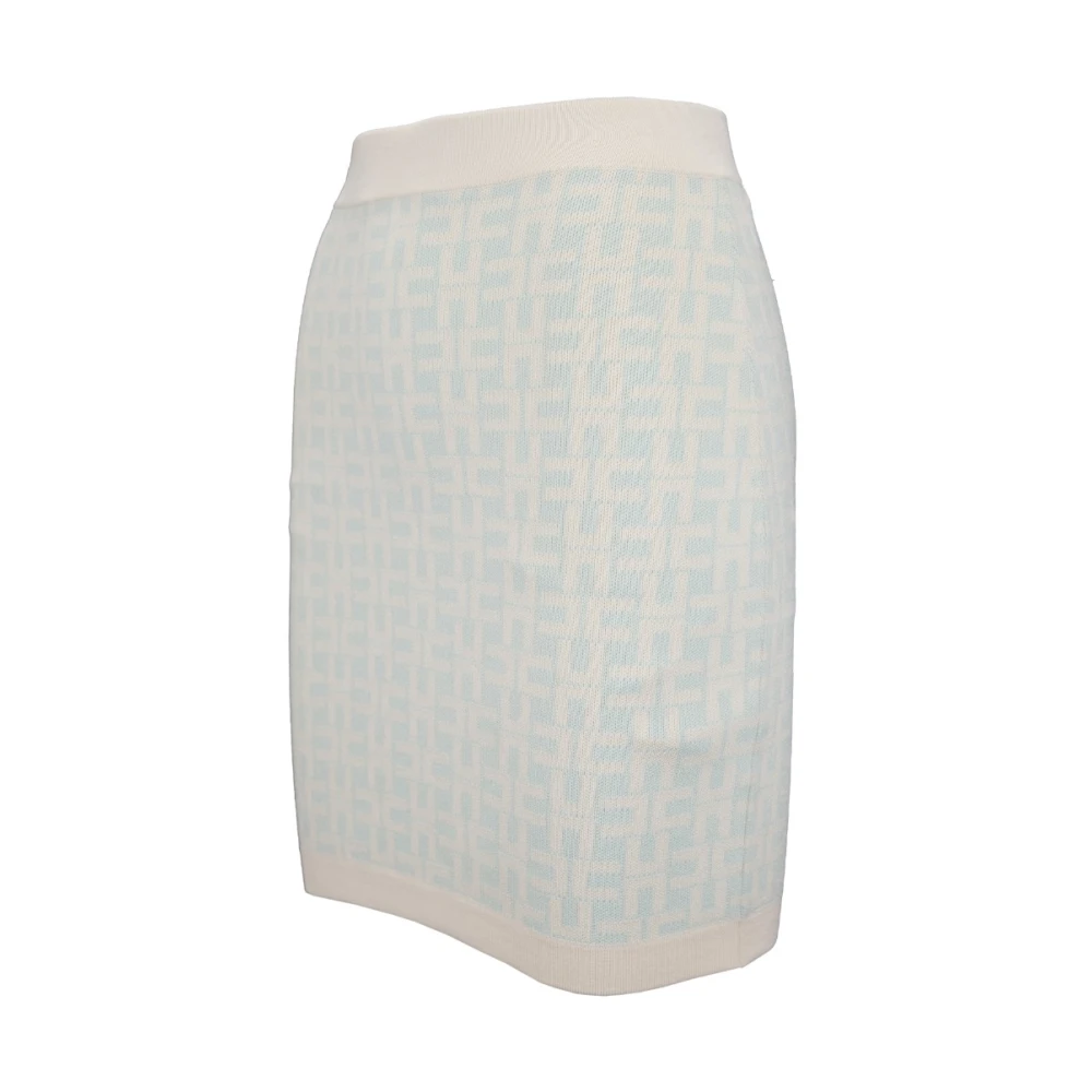 Elisabetta Franchi Logo Print Korte Rok Rits Haak Blue Dames