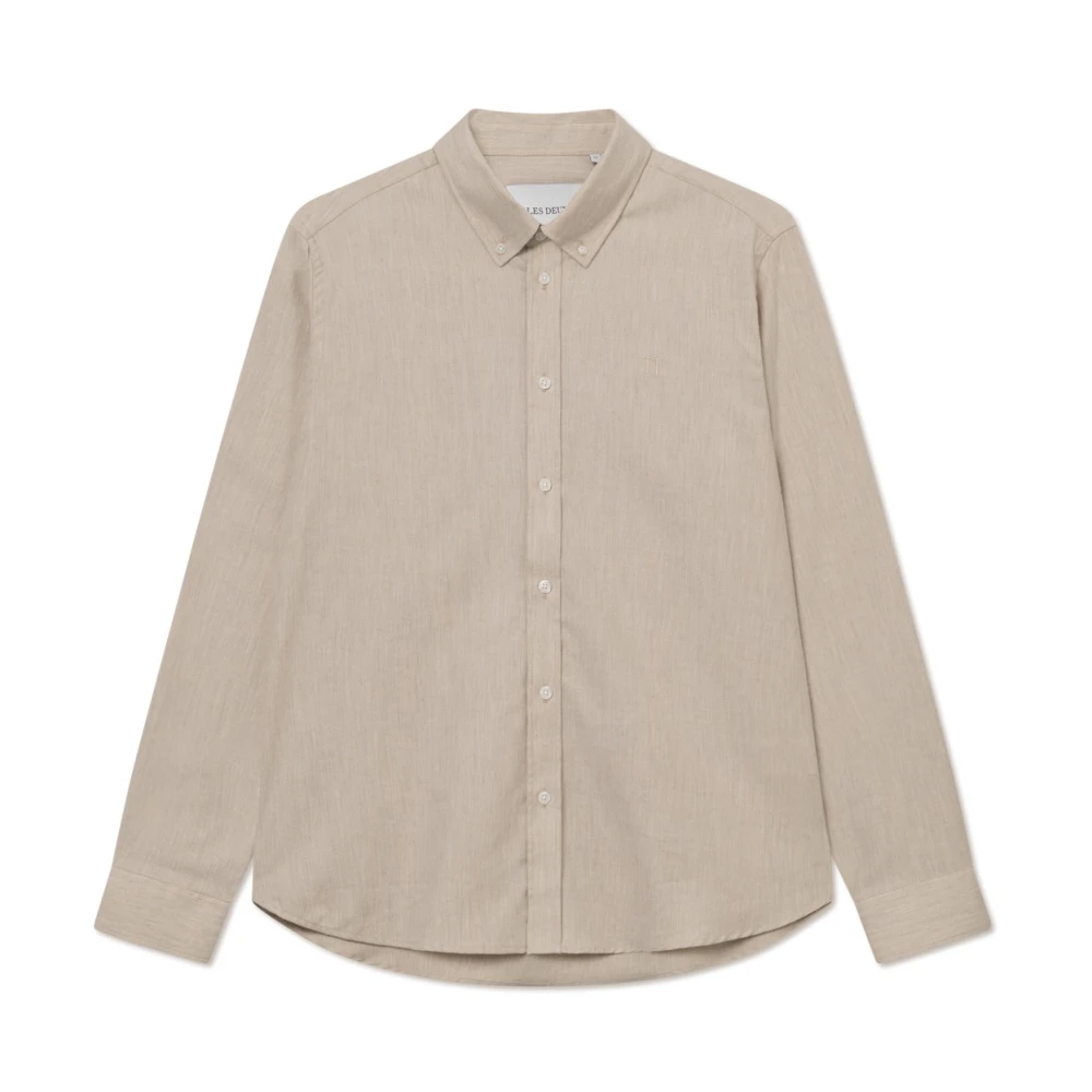 Les Deux Mannelijk Beige Overhemden Heren, S, Katoen, Desert Shirt Klassiek Button-Down Overhemd