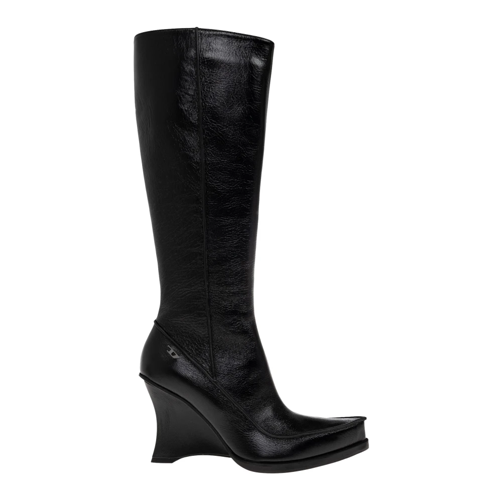 Diesel D-Lucette-90-Kb Wedge Boots - Female - High Boots - Black - 5 Uk - Shoes
