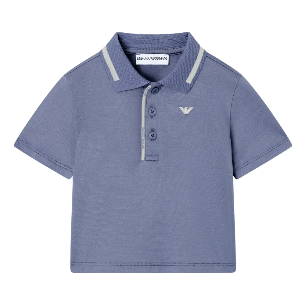 Emporio Armani Logo Polo Shirt - Male - Kids Short Sleeve T-Shirts - Blue - 2 Y | 92 Cm - Kids