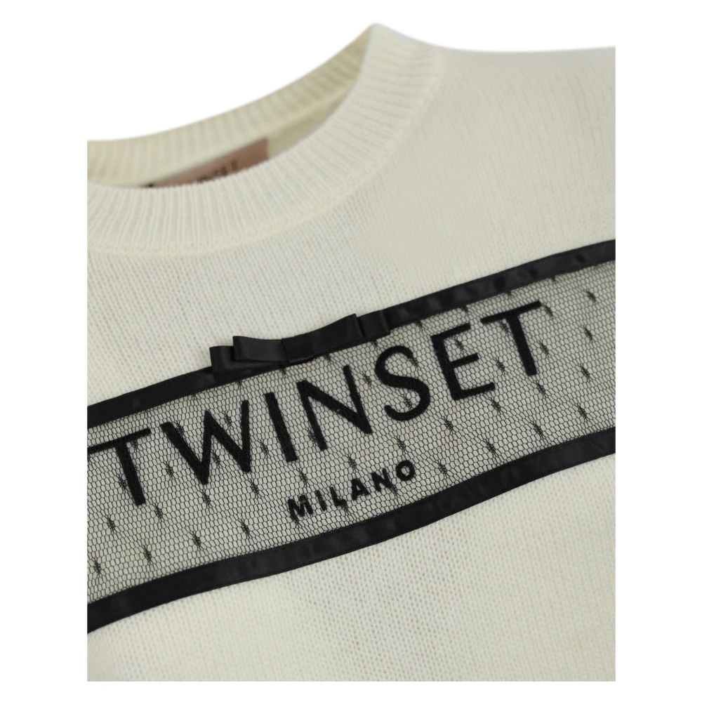 Twinset Geborduurde Wol-Kasjmier Sweaters Beige Dames