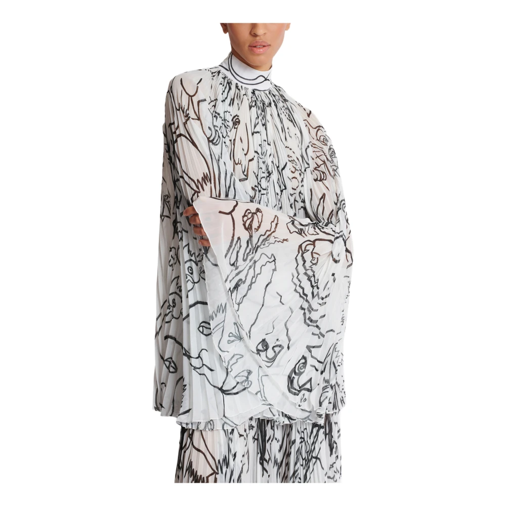 Balmain Disney x : The Lion King Korte geplooide bedrukte kinderjurk White Dames