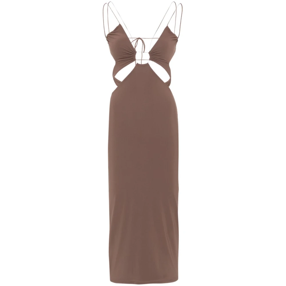 Amazuin Bruine Cut-Out Spaghetti Strap Jurk Brown Dames
