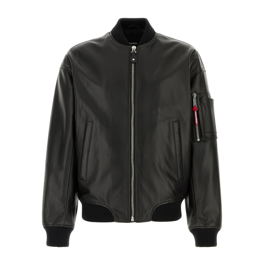 Dsquared2 Leren Bomberjacks Black Heren