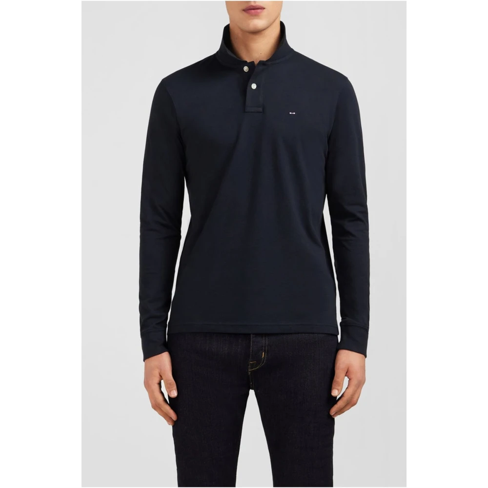 Eden Park Zwarte polo met lange mouwen Black Heren