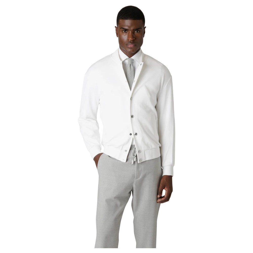 Eleventy Relaxed Fit Katoenen Bomberjack White Heren
