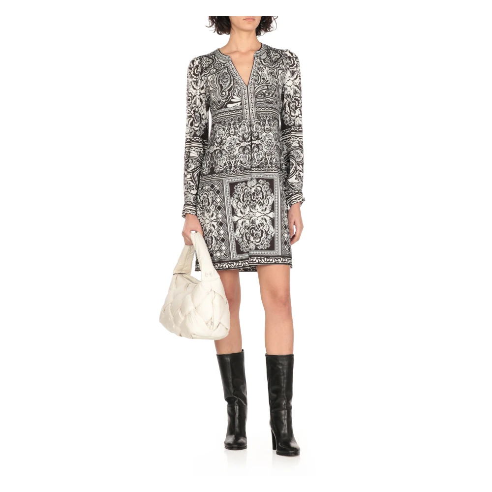 Hale Bob Bloemen V-Hals Jurk Zwart Black Dames