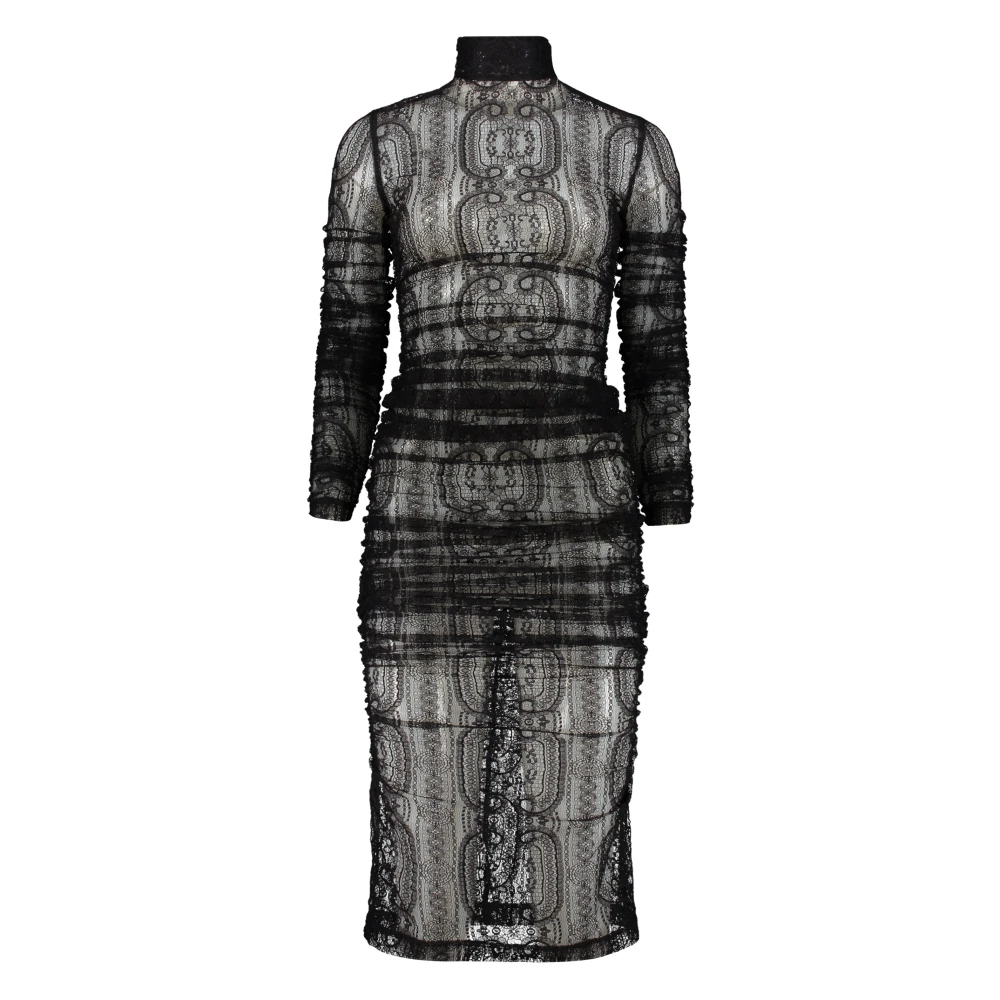 Dolce & Gabbana Elegant Lace Midi Dress Black Dames