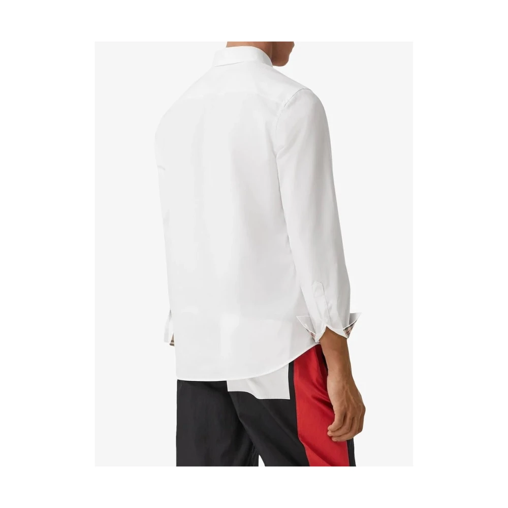 Burberry Iconische Tartan Katoen Stretch Shirt White Heren