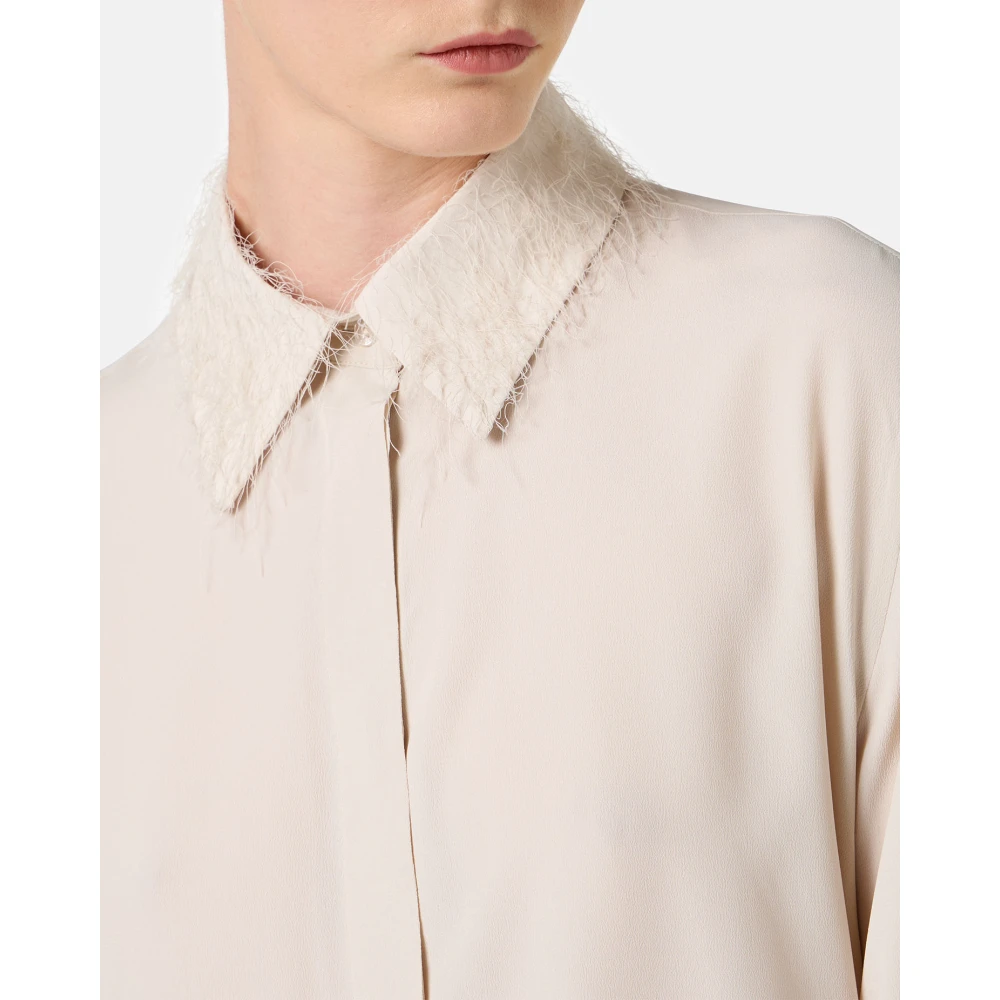 Iceberg Stoffige gekleurde zijde blend crepe de chine overhemd met elegante details Beige Dames