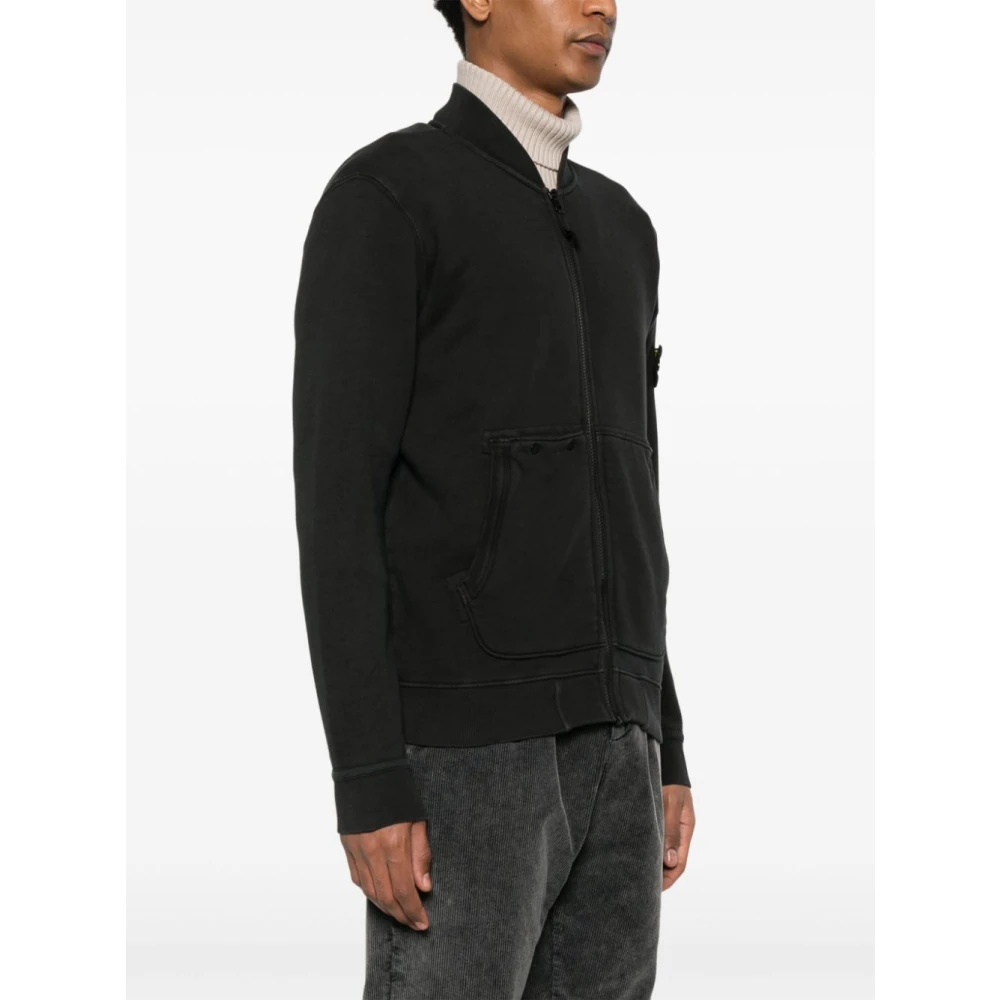 Stone Island Zwarte Sweater met Ritssluiting Black Heren