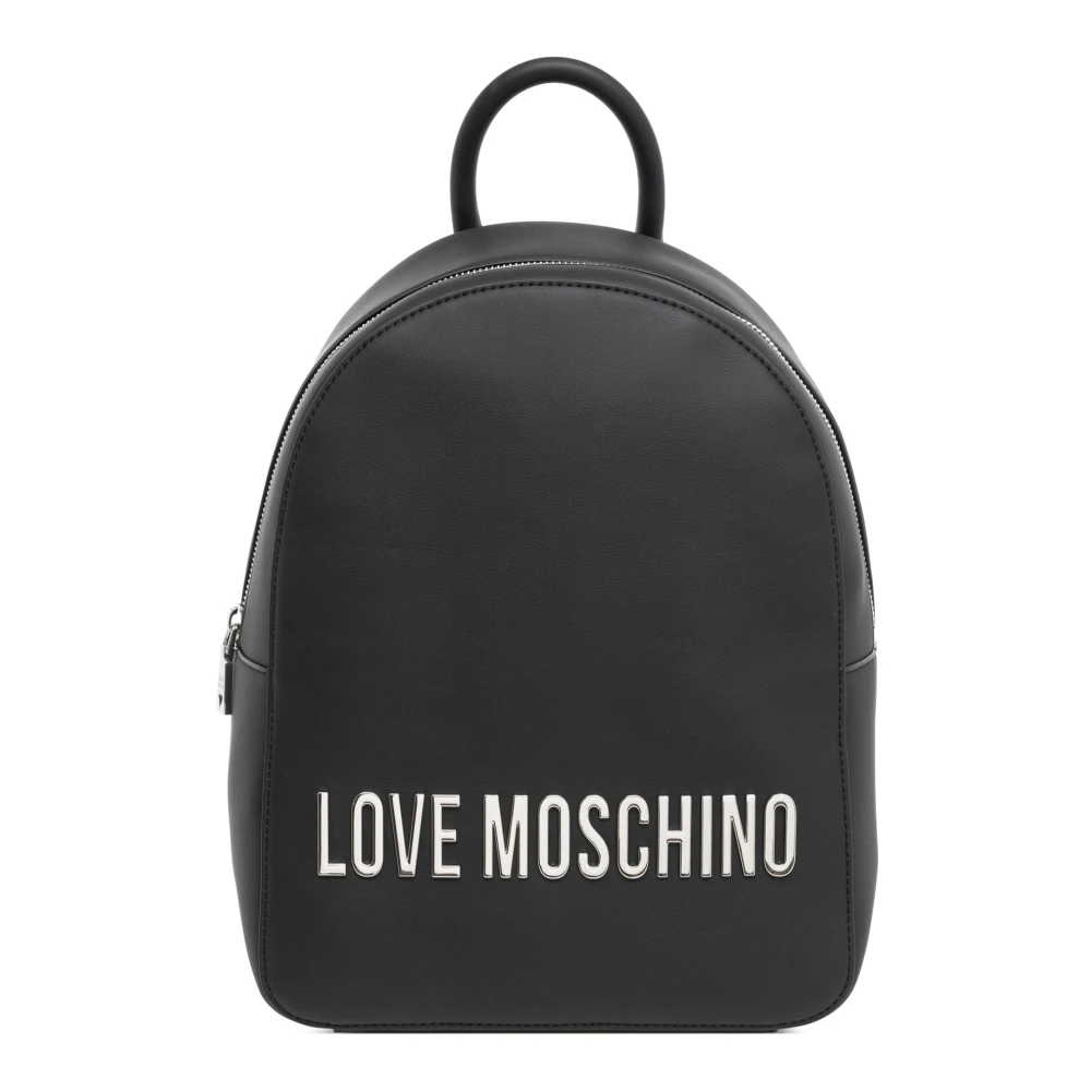Love Moschino Women's Black Backpacks, One Size, Stylish Lettering Backpack With Zip Closure