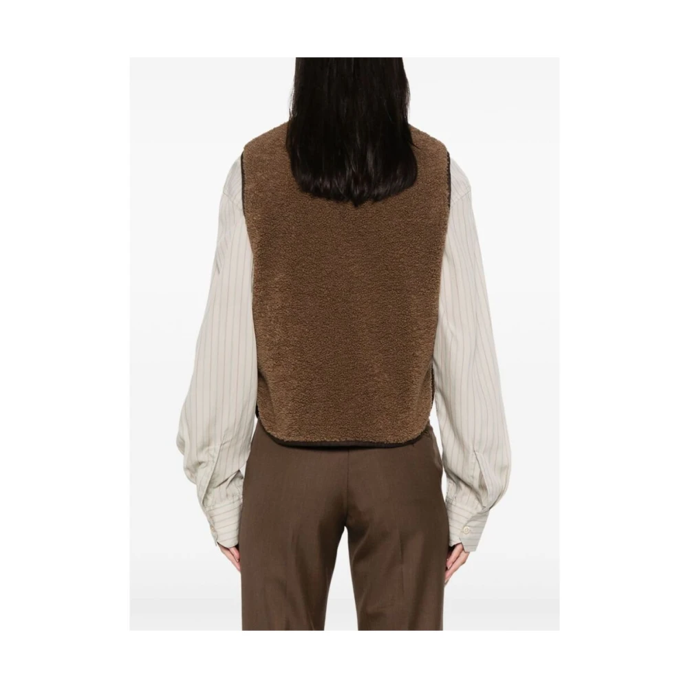 Soeur Bruine Faux-Shearling Mouwloze Sweater Brown Dames