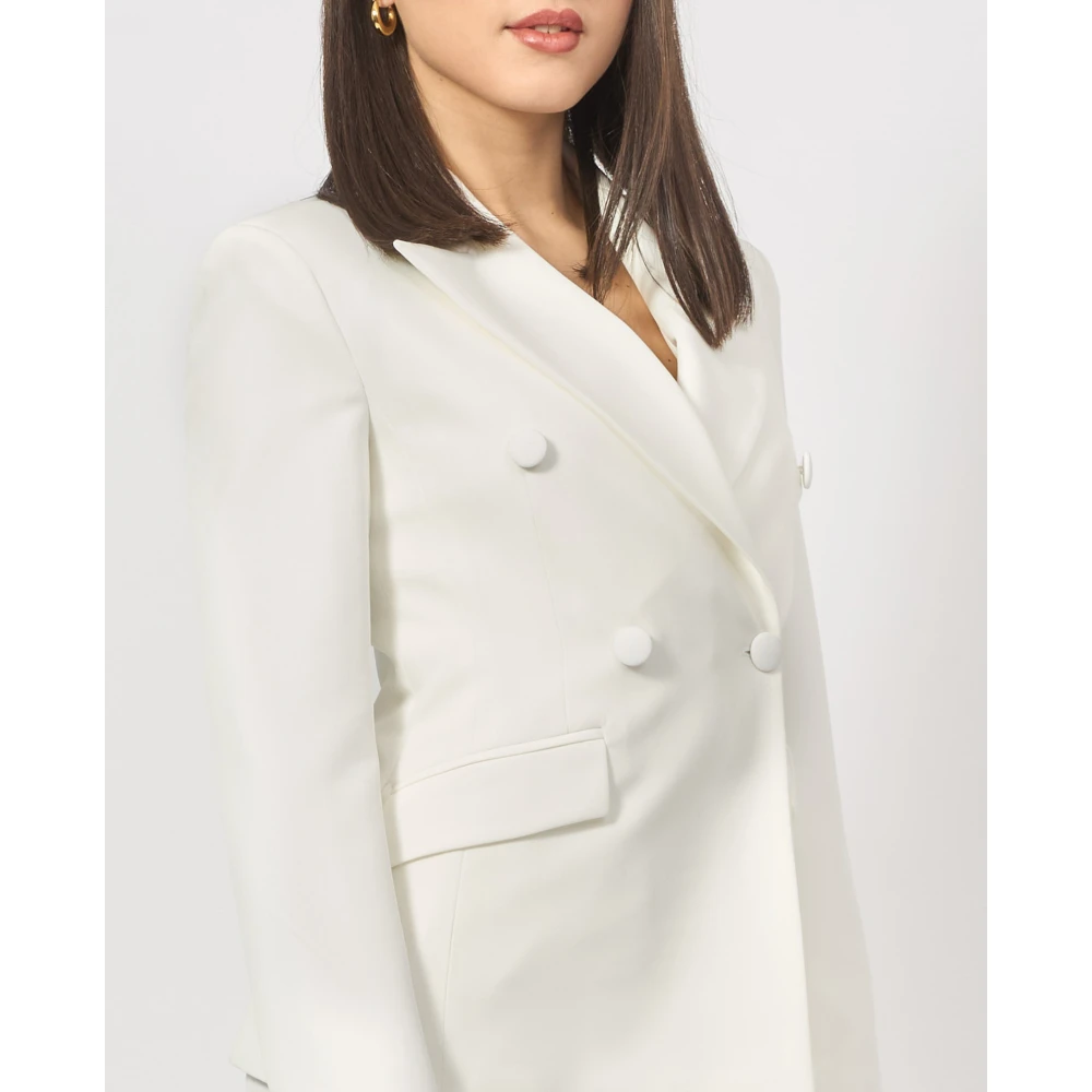 Fracomina Witte Double-Breasted Blazer Jas White Dames