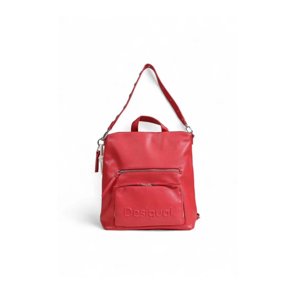 Desigual Rode polyurethaan rugzak met strak ontwerp Red Dames
