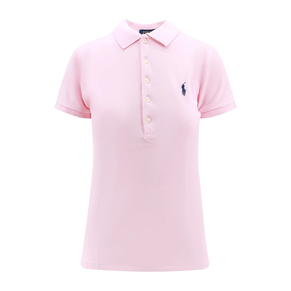 Polo Ralph Lauren Geborduurd Katoenen Polo Shirt Pink Dames