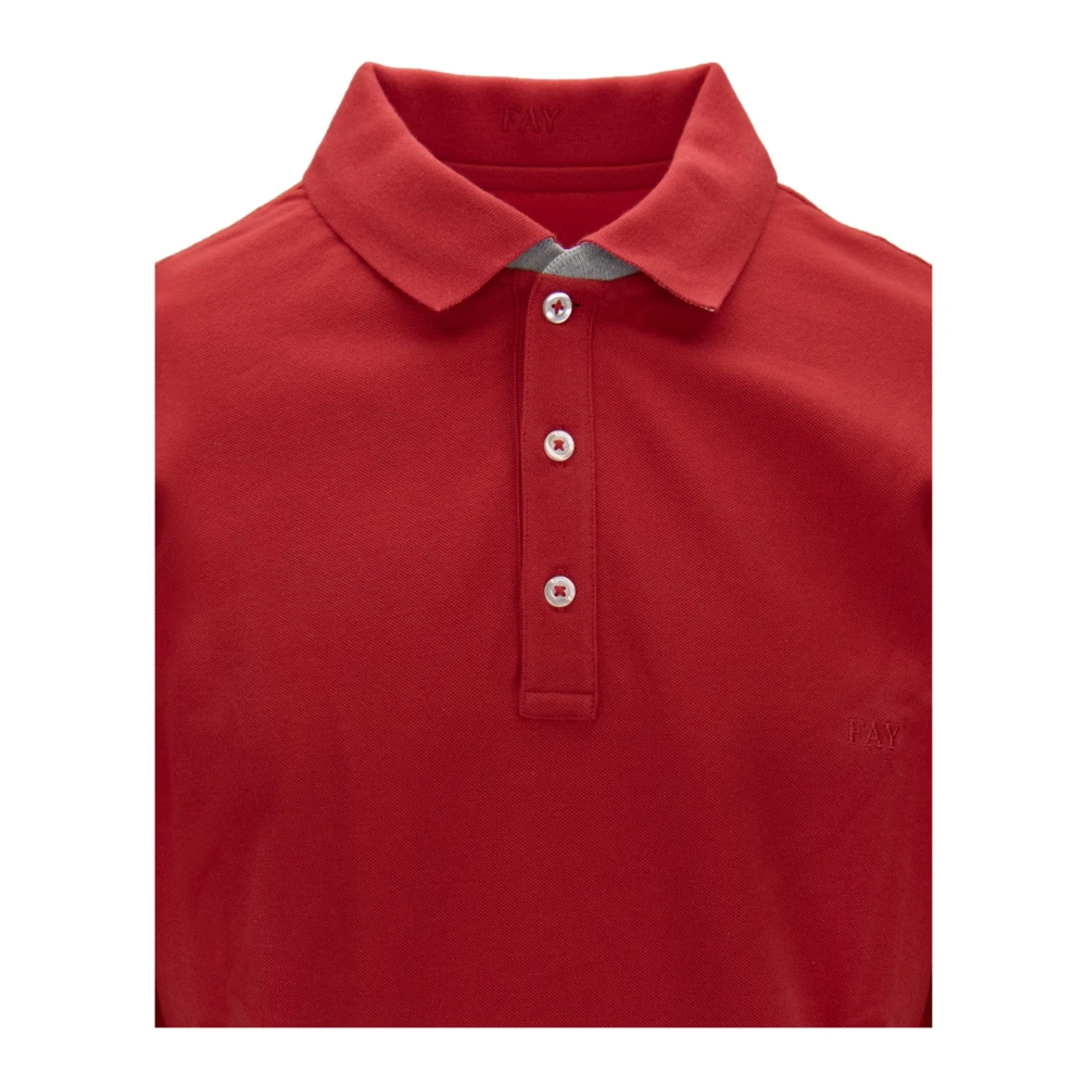 Fay Heren Button Polo Shirt Red Heren