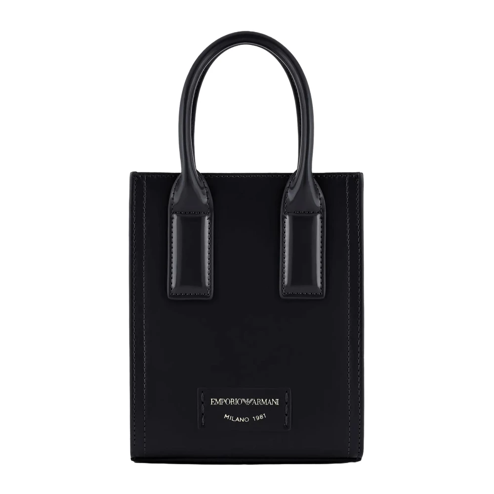 Emporio Armani Svart Mini Väska med Borstad Finish Black, Dam