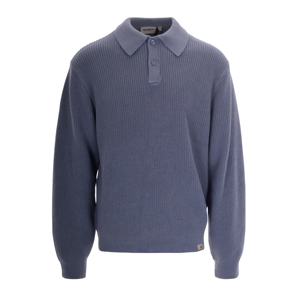 Carhartt Wip Blue Polo Shirts, Male, S, L/S Miles Polo