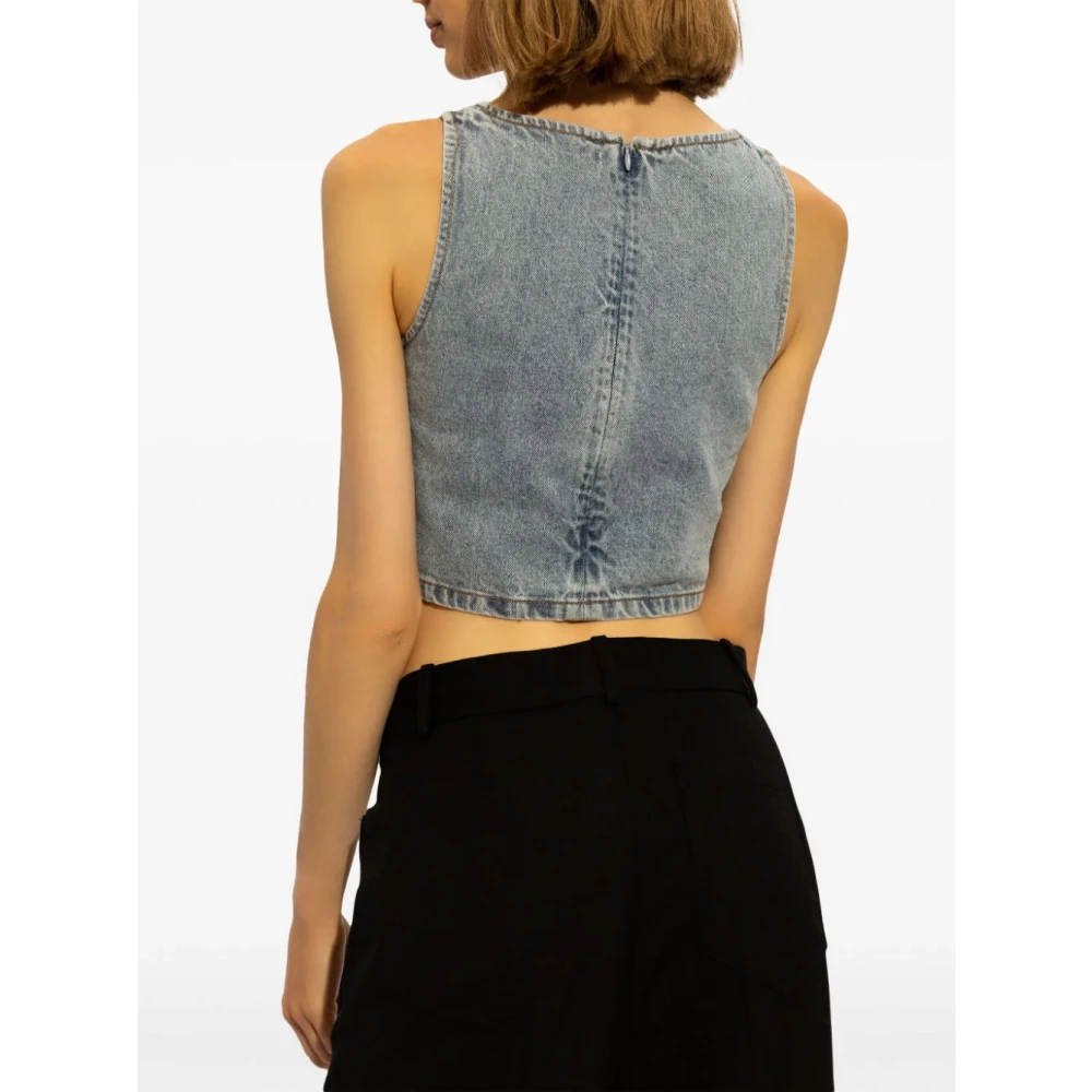 Self Portrait Crop Top met Strass Blue Dames