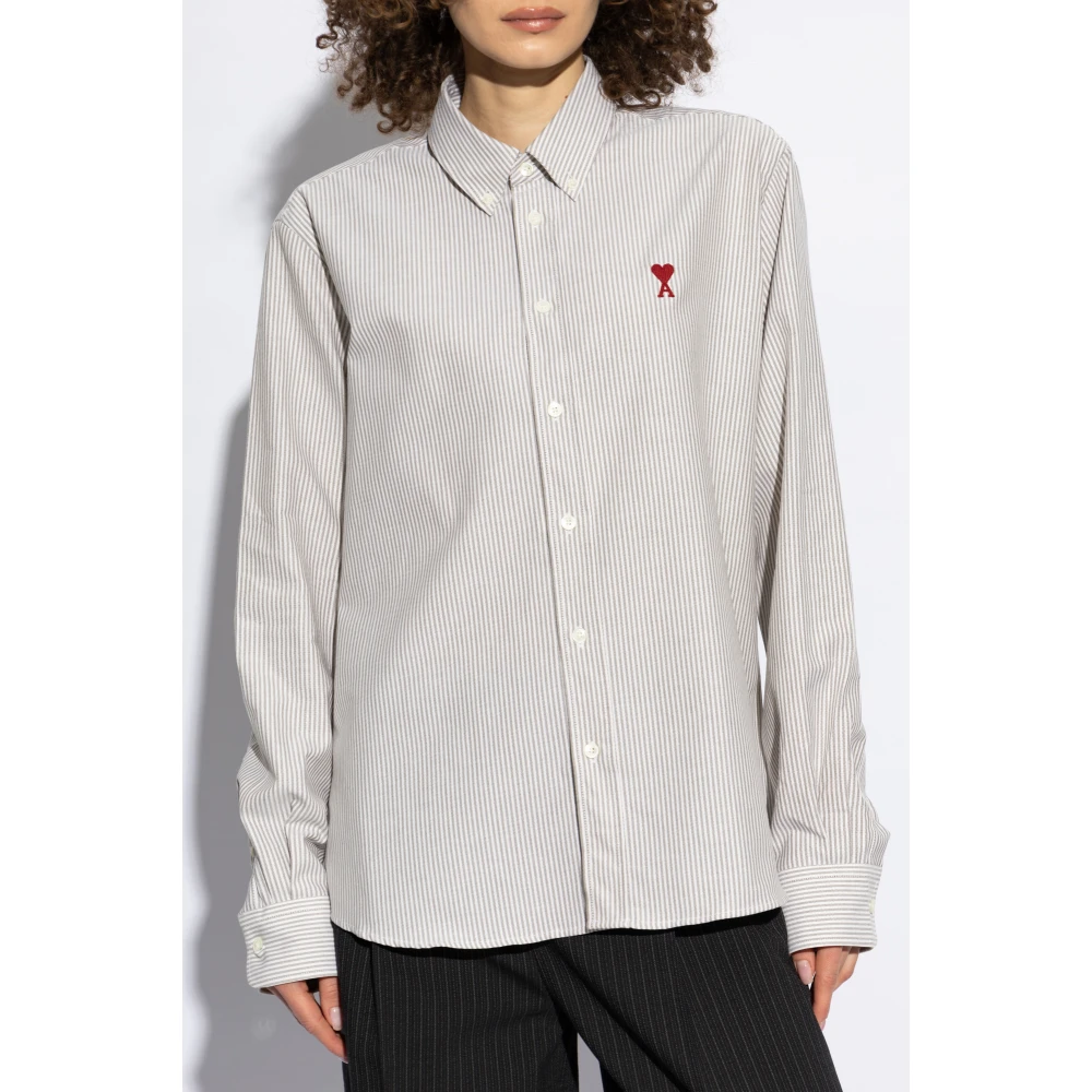 Ami Paris Shirt met logo Gray Dames