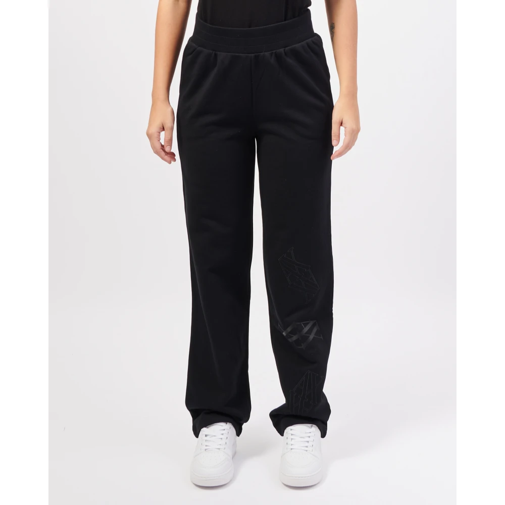 Armani Exchange Zwarte Sweatpants met Elastische Tailleband Black Dames