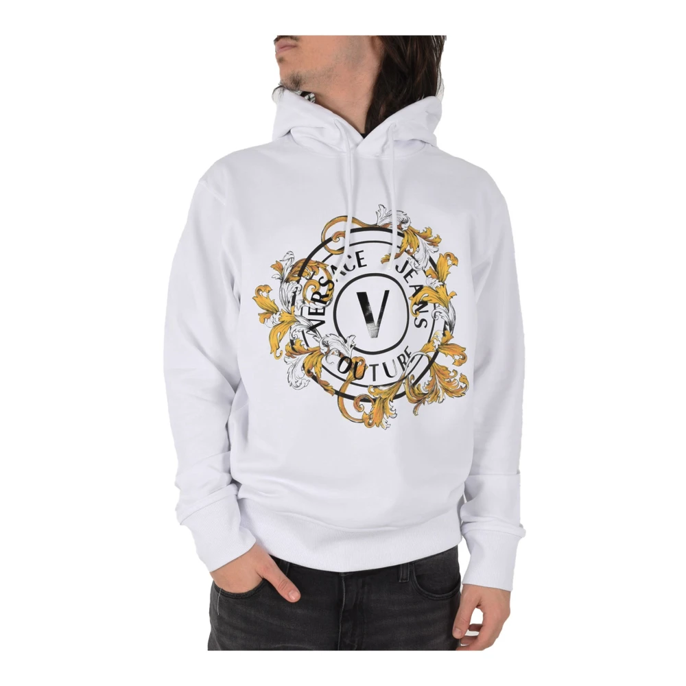Versace Jeans Couture Logo Sweatshirt Regular Hoodie Lange Mouw White Heren