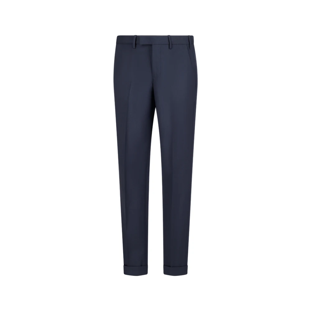 Pt Torino Men's Blue Tailored Straight-Leg Trousers