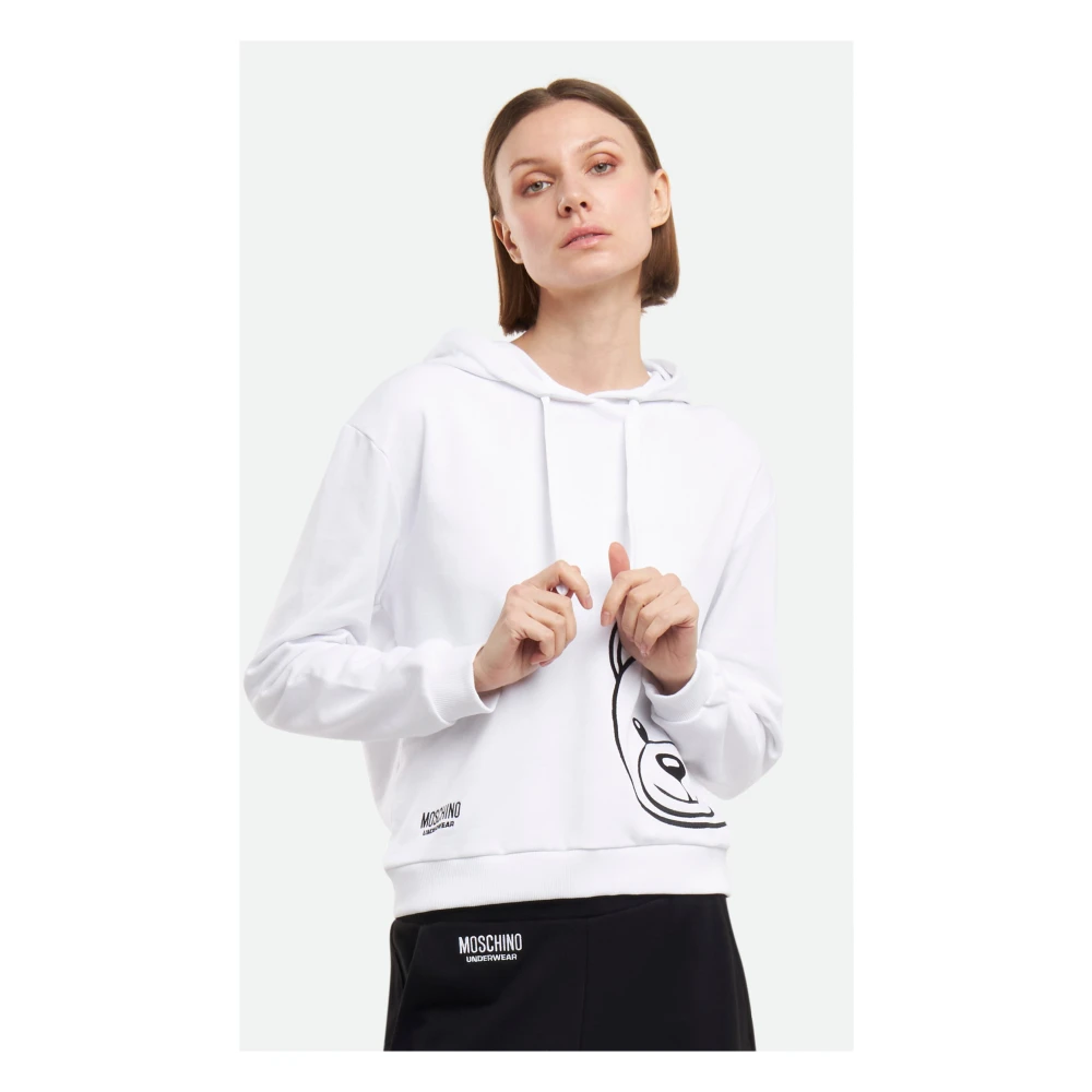 Moschino Witte hoodie met dubbel merklogo White Dames
