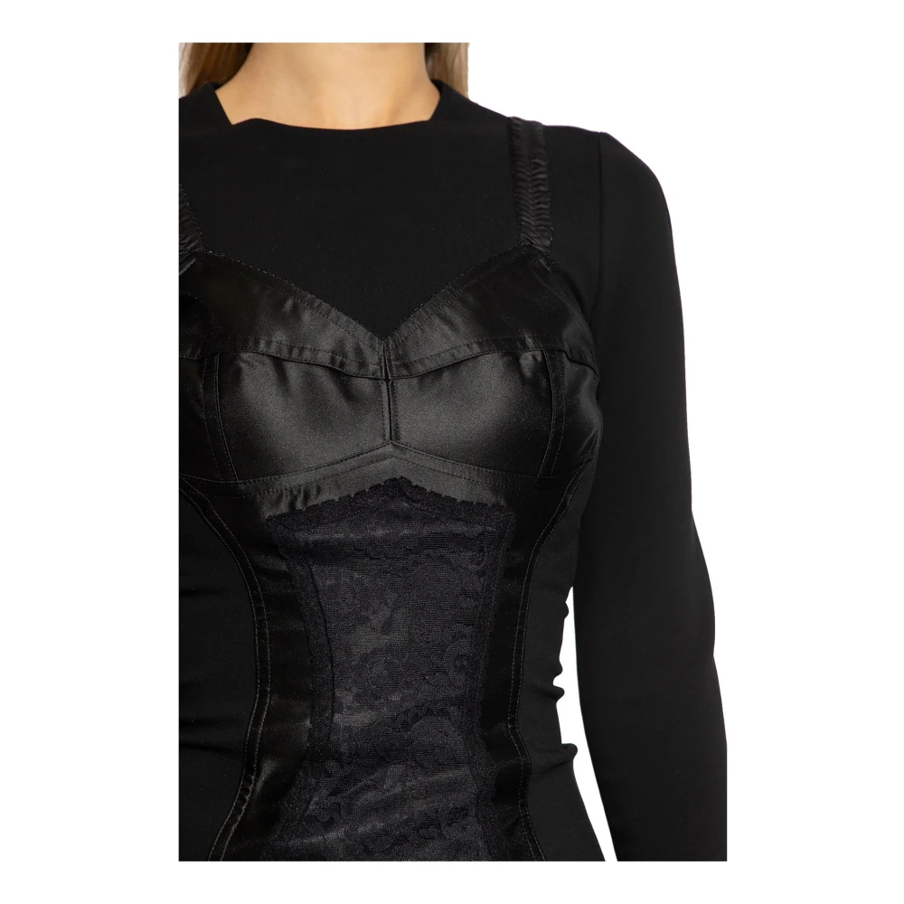 Dolce & Gabbana Sheath Jurk met Zijden Inzetstukken Black Dames