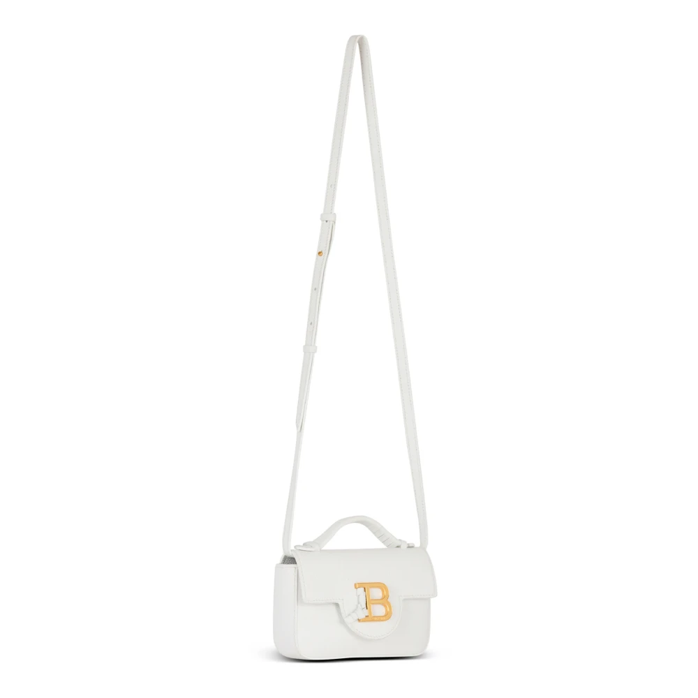 Balmain Gestructureerd kalfsleer B-Buzz 17 Mini tas White Dames