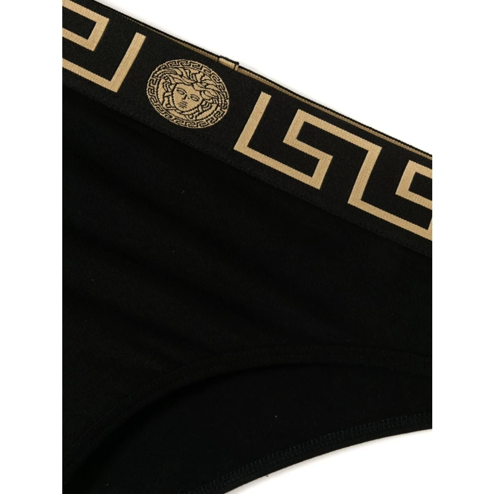 Versace Zwart Ondergoed Greca Border Hooggesneden Benen Black Dames