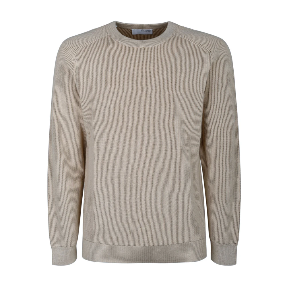Selected Homme Round-neck Knitwear Gray Heren