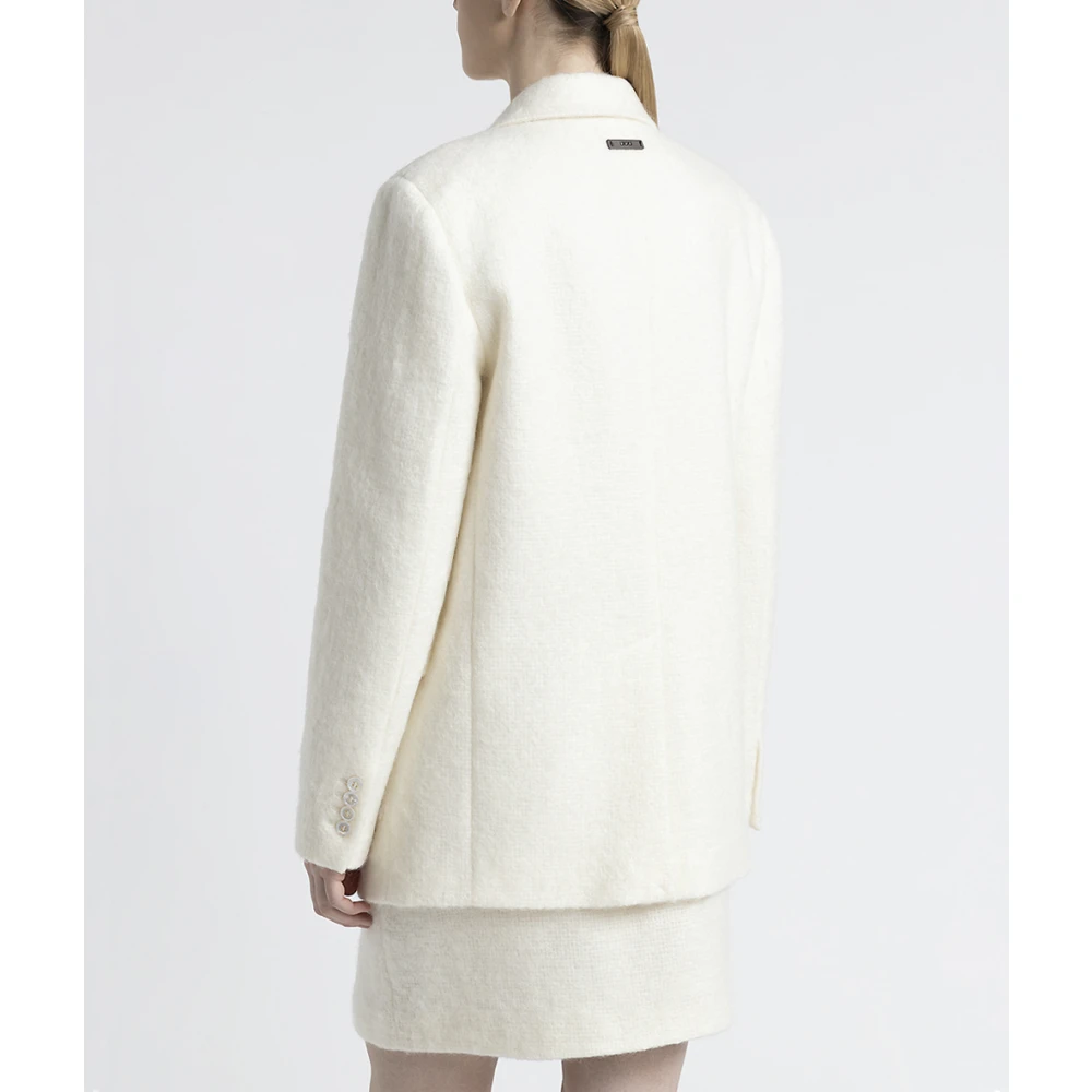 PESERICO Mohair en wol single-breasted blazer Beige Dames