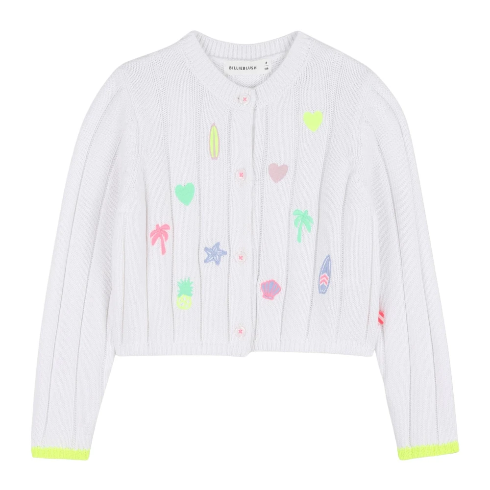 Billieblush White Sequin Embroidered Knit Cardigan - Unisex - Kids Cardigans - 8 Y - Kids