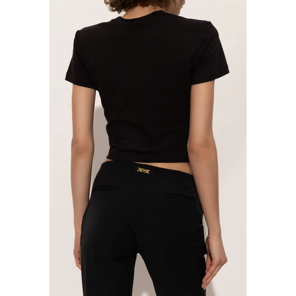 Versace Jeans Couture T-shirt met print en glinsterende applicaties Black Dames