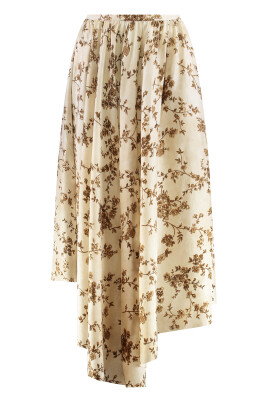 floral-print-asymmetric-skirt