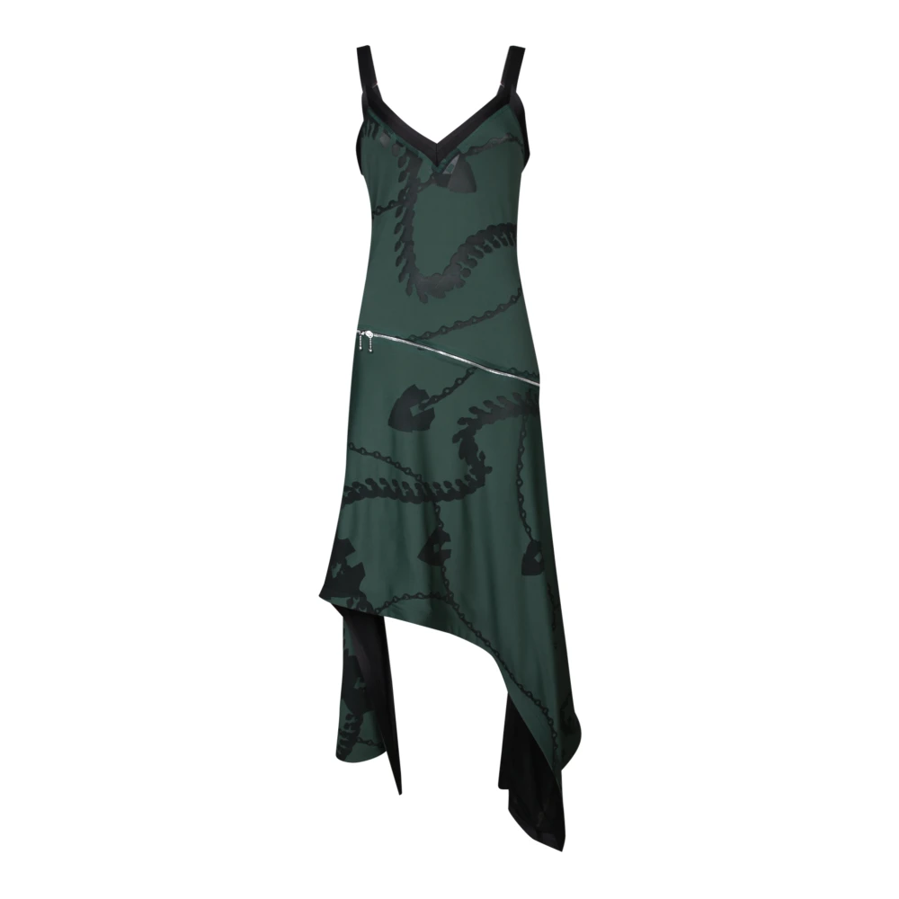 Burberry Women's Green Asymmetric Dress With Chain - Midi Dresses - 2XS - Dresses