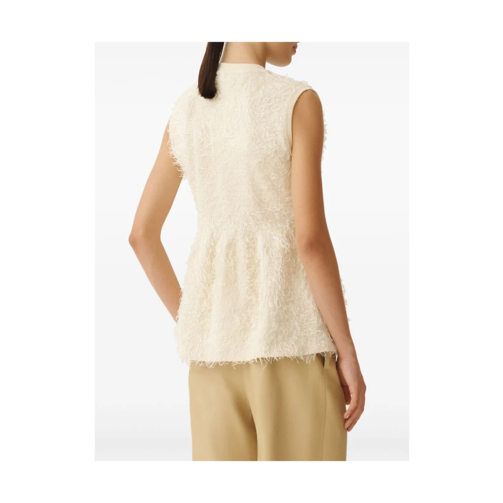 Fabiana Filippi Gestructureerde Crew Neck Mouwloze Sweater Beige Dames