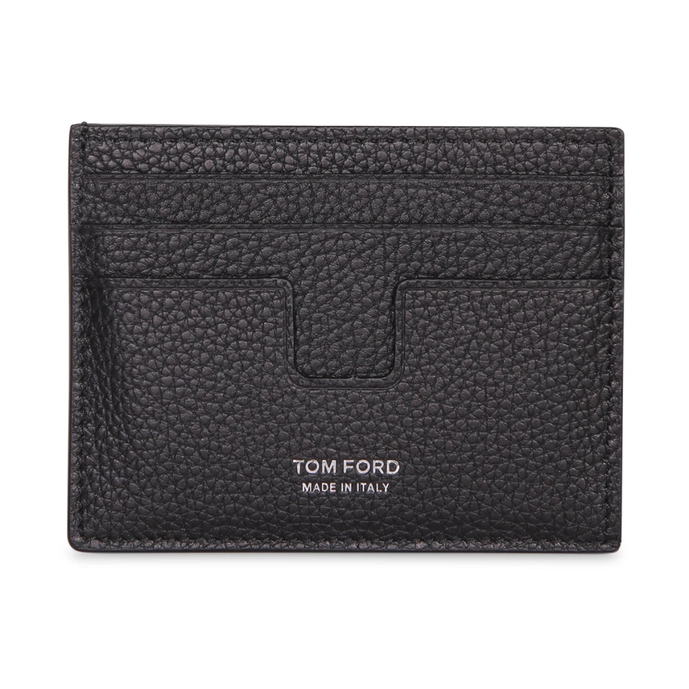 Tom Ford Men's Black Grain Leather Cardholder - Wallets & Cardholders - One Size - Accessories