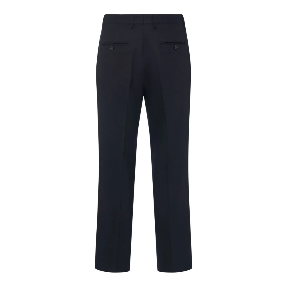 ETRO Navy Blauw Twill Broek Slim Fit Blue Heren