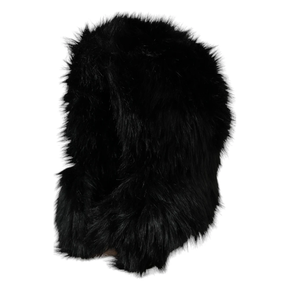 Dolce & Gabbana Zwarte Nepbont Wrap Hoed Black Dames