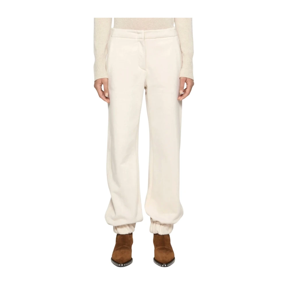 Dondup Katoenen sweatpants met zakken en logo White Dames