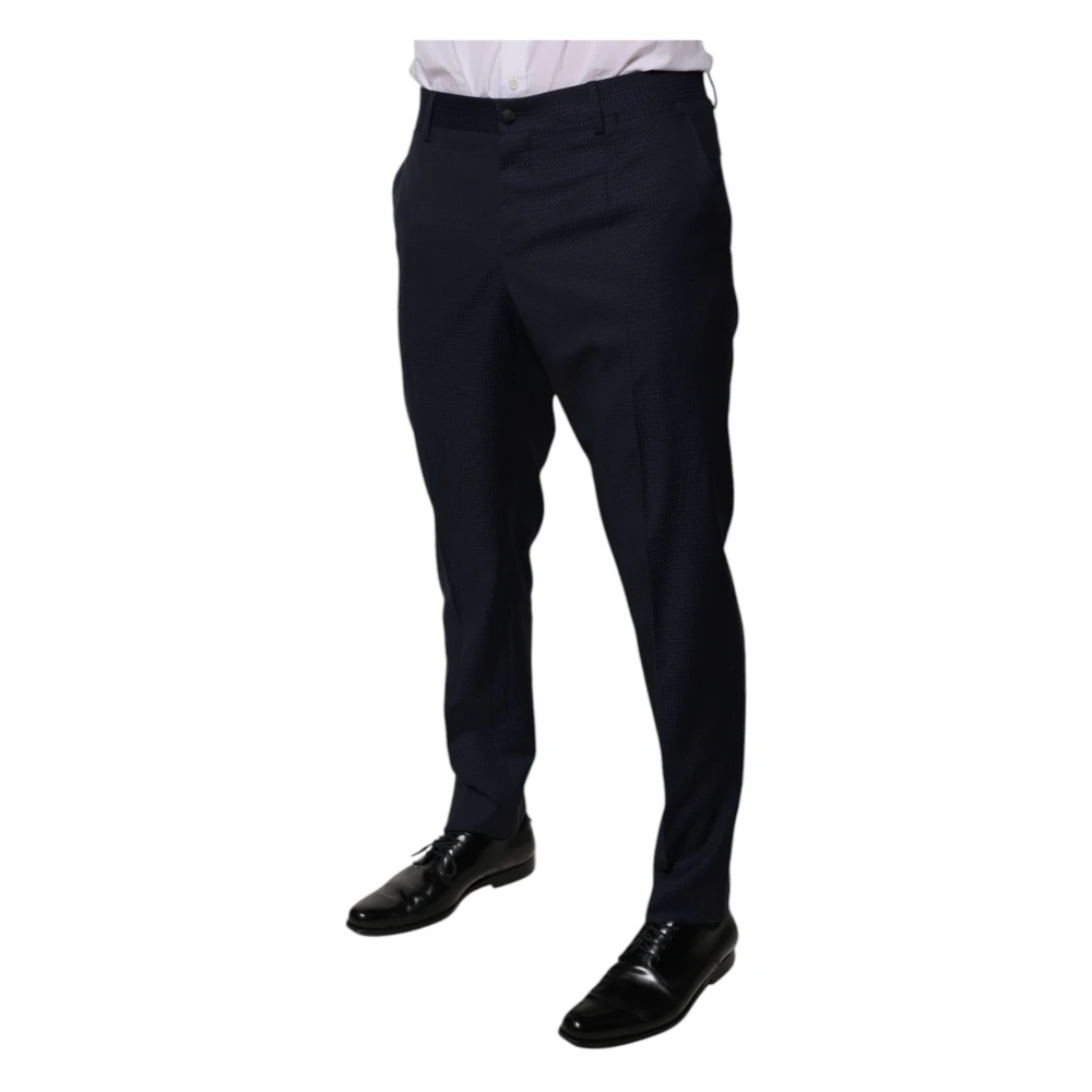 Dolce & Gabbana Blauwe Katoenen Pantalon met Knoopsluiting Blue Heren