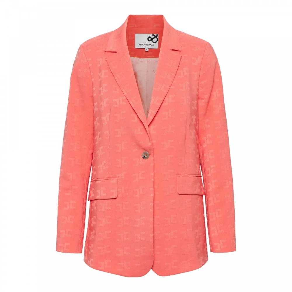 &Co Woman Comfort Jacquard Blazer Pink Dames