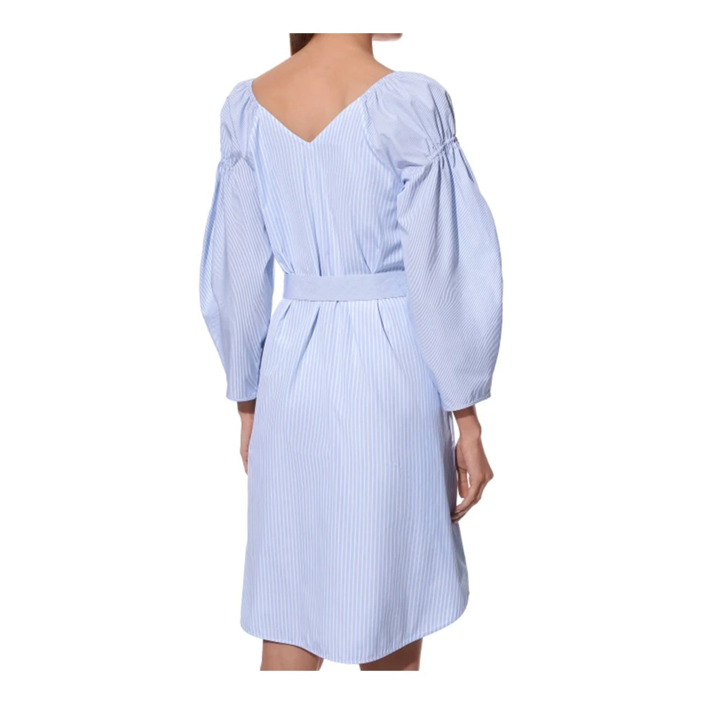 Stella Mccartney Katoenen V-hals Jurk met Riem Blue Dames