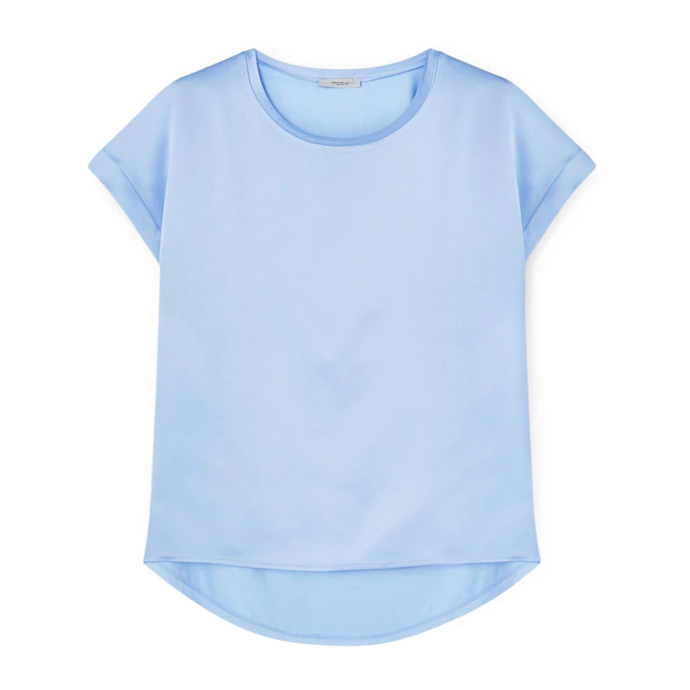 Motivi Satin Front Kimono Mouw T-Shirt Blue Dames